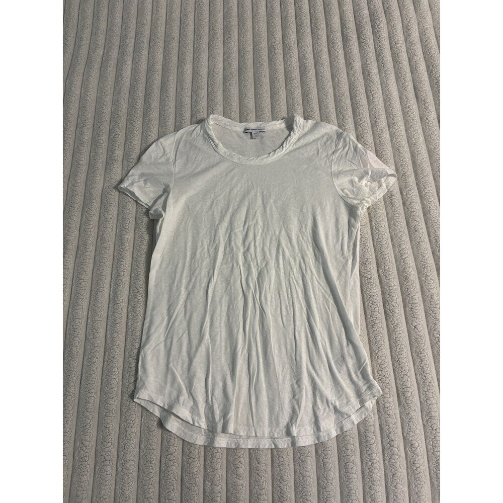 James Perse Sheer Slub crew neck tee women medium white burnout layer fall basic